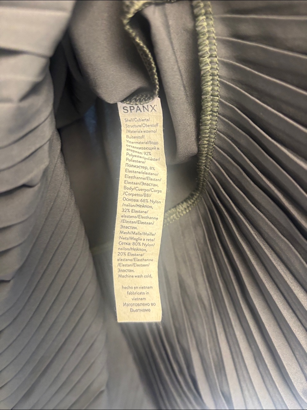 Spanx dark grey w/slate green hue inside. Pleated-Hem Get Moving dress - Picture 8 of 12